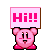Kirby holding Hi!! sign